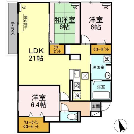西臺 稀 上ノ臺(3LDK/1階)の間取り写真