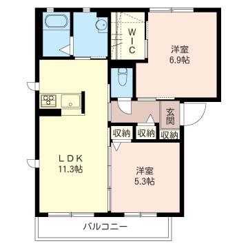 シャーメゾン大道(2LDK/2階)の間取り写真