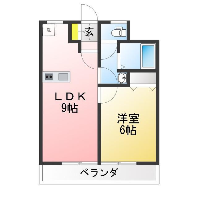 鈴木ビル(1LDK/2階)の間取り写真