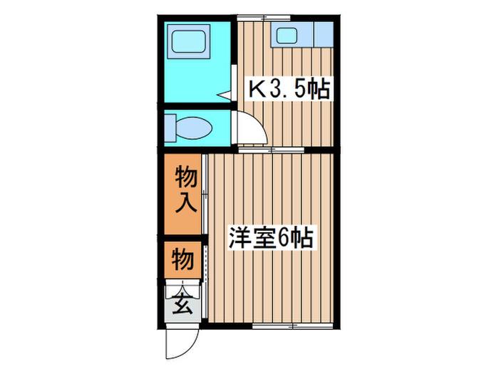 コーポブリッジサイド(1K/1階)の間取り写真