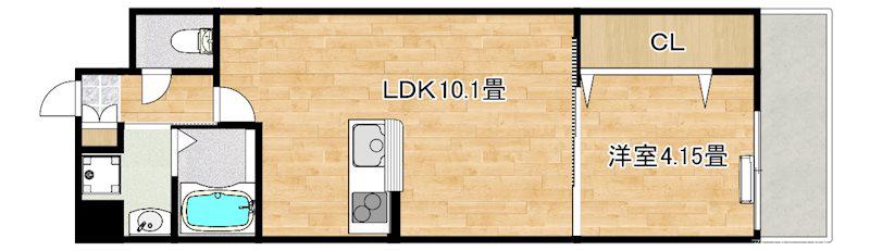 FREEDOM RESIDENCE堺大小路(1LDK/2階)の間取り写真