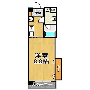 W.O.B 塚本(1K/3階)の間取り写真