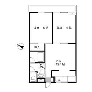 田園武蔵マンション(2LDK/2階)の間取り写真