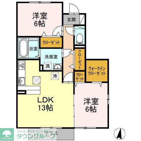 リヴェール(2LDK/1階)の間取り写真