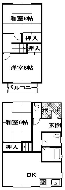 六甲桜ハイツA・B(3DK/1階)の間取り写真