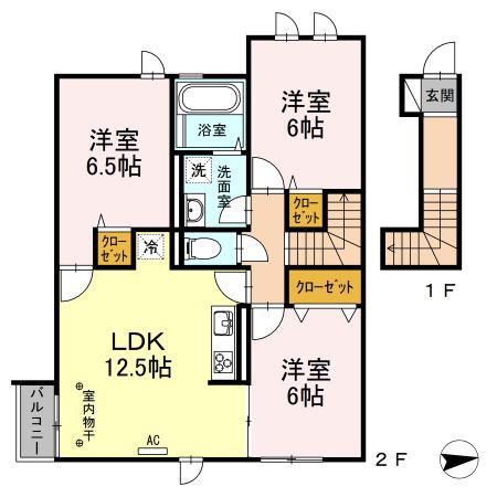 メゾン ヴォー(3LDK/2階)の間取り写真
