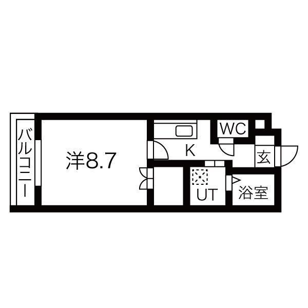 フェリスタ西条町(1K/4階)の間取り写真