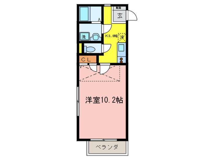グリーンヒル草野(1K/2階)の間取り写真