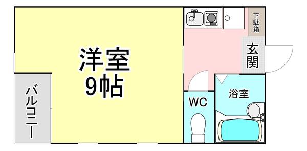 MOON下到津D棟(1K/1階)の間取り写真