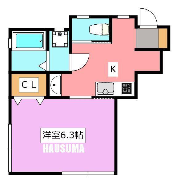 山一向ヶ丘ステーツ(1K/1階)の間取り写真