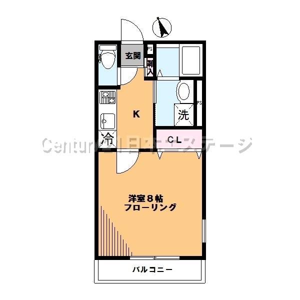 ヒルトップウエスト(1K/1階)の間取り写真