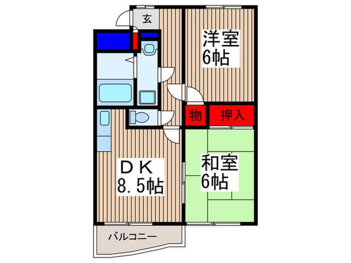 エフハイム3(2DK/3階)の間取り写真