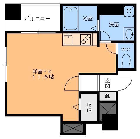 グレイスパル清水(ワンルーム/6階)の間取り写真