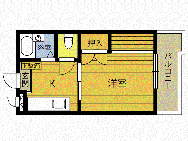 サザンブライト中判田(2K/1階)の間取り写真