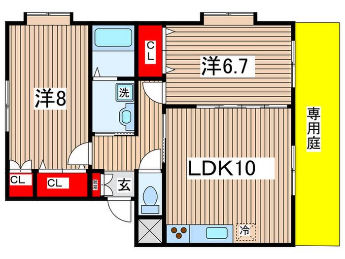 カンパーニュ川内(2LDK/1階)の間取り写真