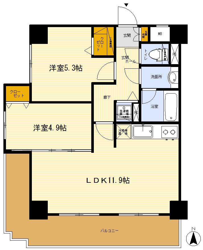 ライオンズマンション国分寺駅前(2LDK/2階)の間取り写真