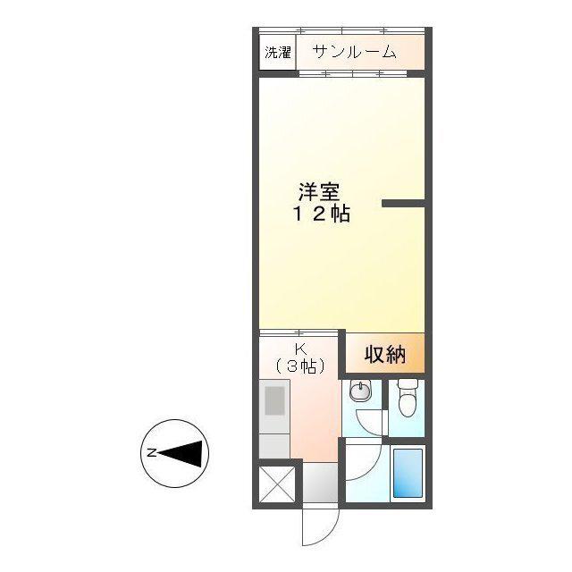 ウエストバレイハイツ(ワンルーム/2階)の間取り写真