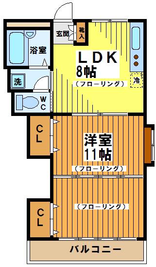 エクレールヤグモ(1LDK/1階)の間取り写真