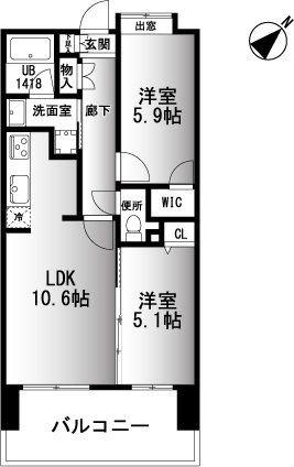 ラ・フォンテ博多駅南(2LDK/8階)の間取り写真