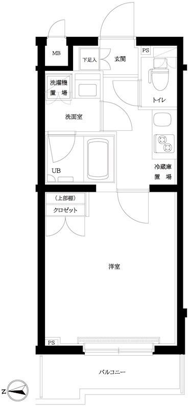 ルーブル武蔵中原弐番館(1K/2階)の間取り写真