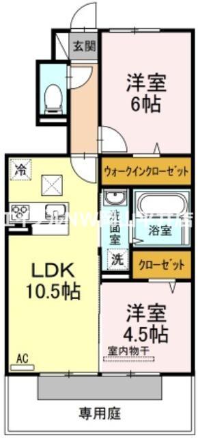 グラシューヴェルジェA棟(2LDK/1階)の間取り写真