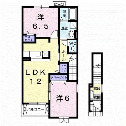プリムローズB(2LDK/2階)の間取り写真
