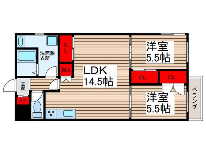 セレクト北小金(2LDK/1階)の間取り写真