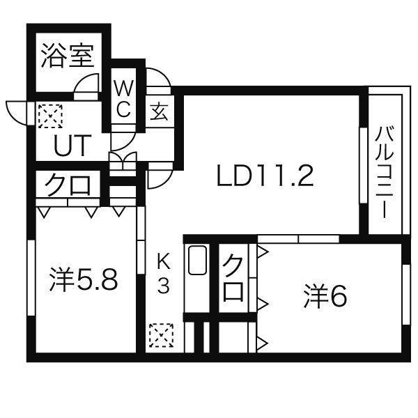 ラピスマリエール(2LDK/3階)の間取り写真