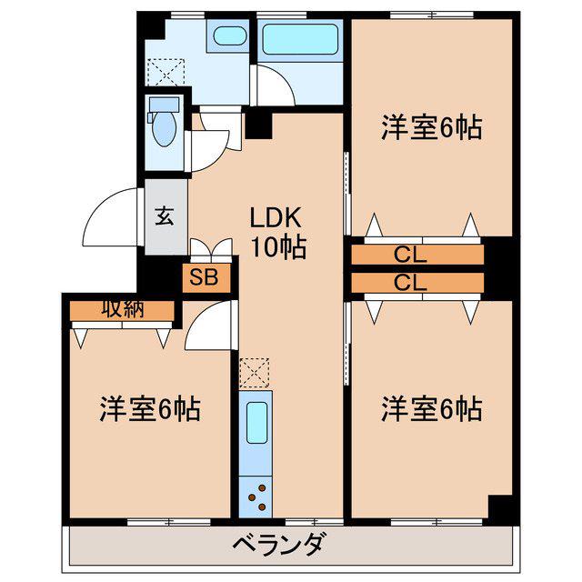 ホワイトフラッツ(3LDK/1階)の間取り写真