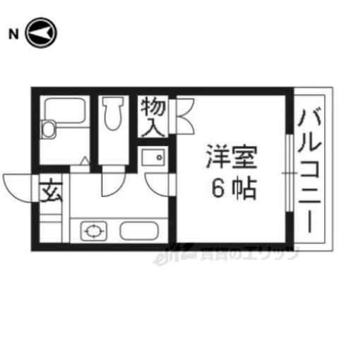 中井マンション新烏丸(1K/5階)の間取り写真