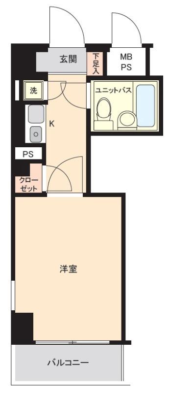 クリオ鶴見参番館(1K/2階)の間取り写真