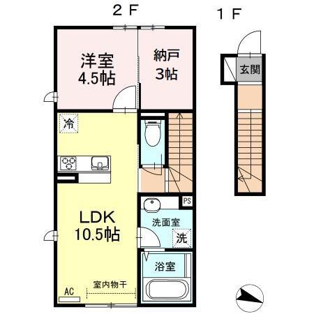 サンハイム・ケイ(1LDK/2階)の間取り写真