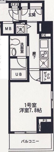 CASAグリーチネ(1K/7階)の間取り写真