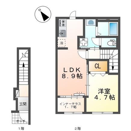 スターテラスII東川口町(1LDK/2階)の間取り写真