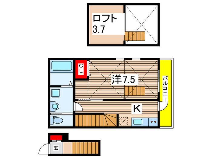 リーブルファイン祐光(1K/2階)の間取り写真