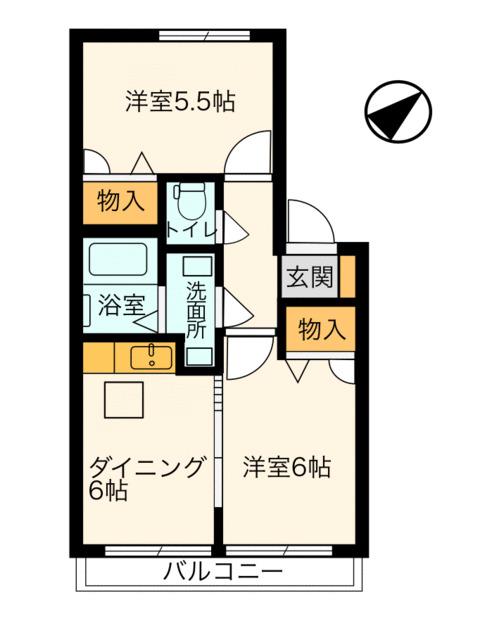 メゾンドソレイユ(2DK/2階)の間取り写真
