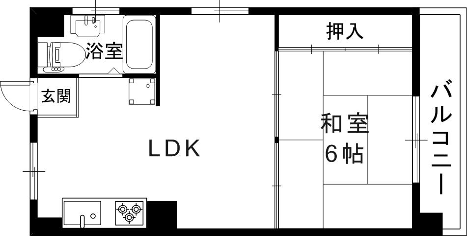 北野コーポラス(1LDK/6階)の間取り写真