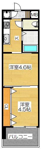 NO.48 ORIENTBLD(2K/9階)の間取り写真