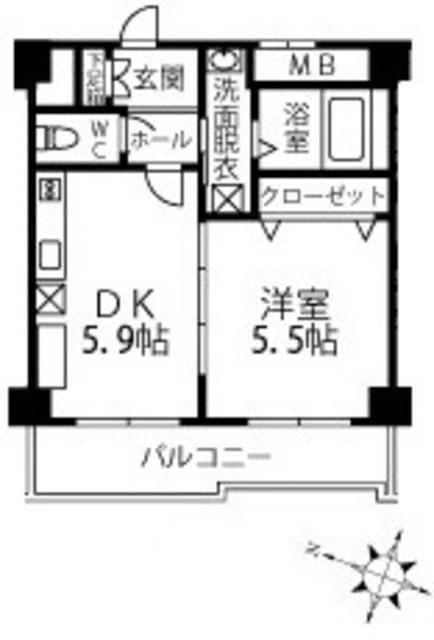 第二矢野ビル(1DK/3階)の間取り写真