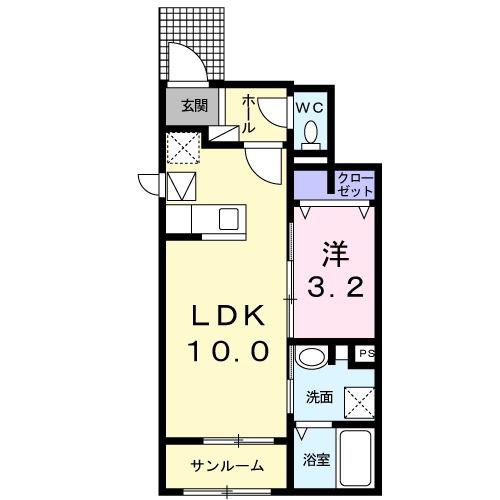レジデンス祝吉 I(1LDK/1階)の間取り写真