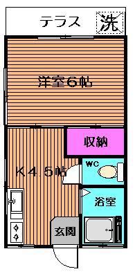 ハイツ熊谷(1K/1階)の間取り写真