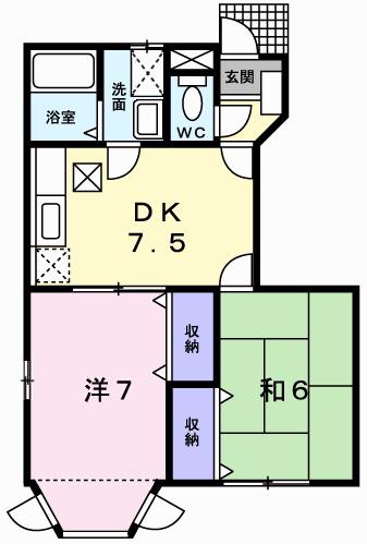 プレインカーサ(2DK/1階)の間取り写真