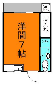 島アパート(ワンルーム/3階)の間取り写真