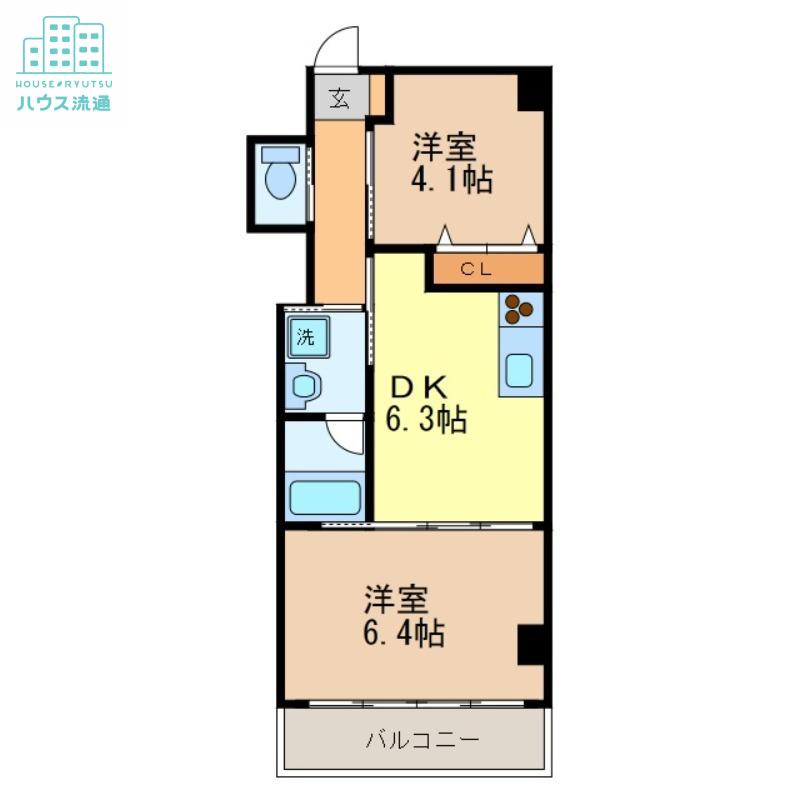 GRUS活水通(2DK/3階)の間取り写真
