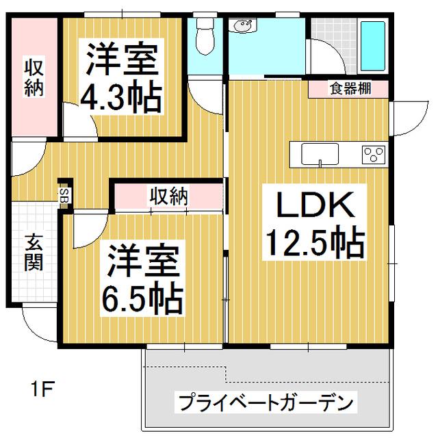 ナトゥーア西春近II(2LDK/1階)の間取り写真