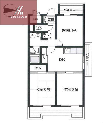 流町ビューハイツ(3LDK/3階)の間取り写真