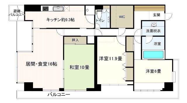 サンライズ東照宮ロイヤル別館(3LDK/12階)の間取り写真