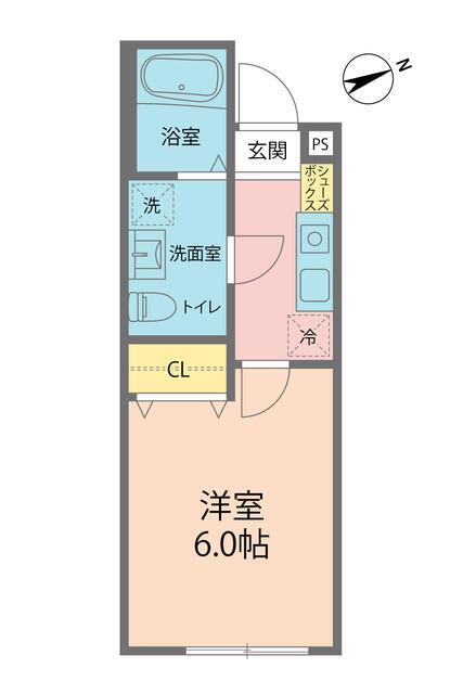 カインドネス西八王子A棟(1K/2階)の間取り写真