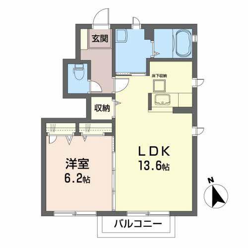 エステート中央(1LDK/1階)の間取り写真