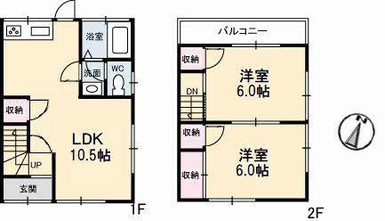 K・カーサ仁(2LDK/2階)の間取り写真